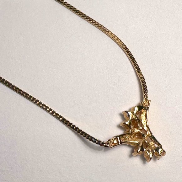 Vintage Avon Goldtone Rhinestone Crescent Cocktail Necklace Herringbone Chain - Picture 5 of 7